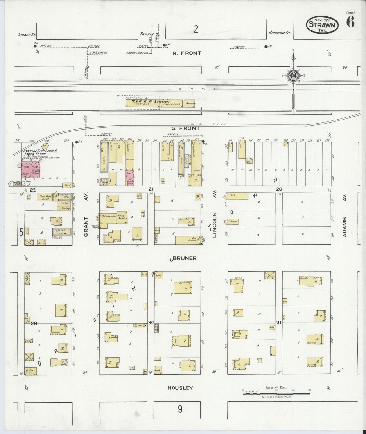 Sanborn Fire Insurance Map from Strawn, Palo Pinto County, Texas (1920), Sheet #0006 - Complete Map Set gallery image, historic Sanborn map, vintage wall art, Texas Texas