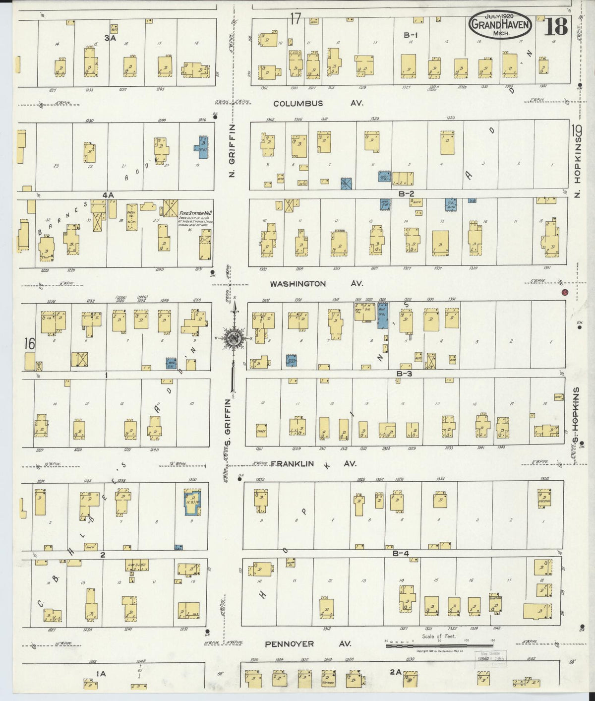 Sanborn Fire Insurance Map from Grand Haven, Ottawa County, Michigan (1920), Sheet #0018 - Complete Map Set gallery image, historic Sanborn map, vintage wall art, Michigan Michigan
