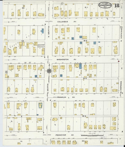 Sanborn Fire Insurance Map from Grand Haven, Ottawa County, Michigan (1920), Sheet #0018 - Complete Map Set gallery image, historic Sanborn map, vintage wall art, Michigan Michigan