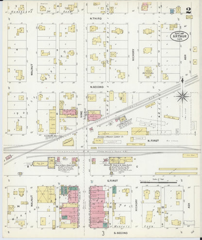 Sanborn Fire Insurance Map from Arthur, Moultrie And Douglas Counties, Illinois (1907), Sheet #0002 - Historic Sanborn Fire Insurance Map Print, vintage old map wall art, antique decor, genealogy gift, Illinois Illinois map