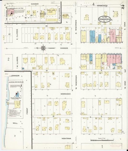 Sanborn Fire Insurance Map from Hawarden, Sioux County, Iowa (1914), Sheet #0002 - Historic Sanborn Fire Insurance Map Print, vintage old map wall art