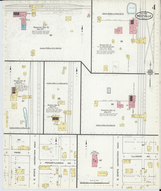 Sanborn Fire Insurance Map from Westville, Vermilion County, Illinois (1915), Sheet #0004 - Historic Sanborn Fire Insurance Map Print, vintage old map wall art, antique decor, genealogy gift, Illinois Illinois map