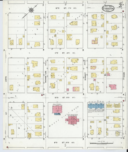 Sanborn Fire Insurance Map from Evanston, Uinta County, Wyoming (1920), Sheet #0003 - Historic Sanborn Fire Insurance Map Print, vintage old map wall art, antique decor, genealogy gift, Wyoming Wyoming map