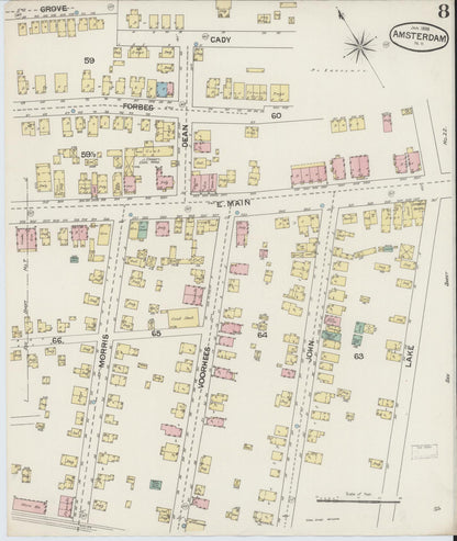 Sanborn Fire Insurance Map from Amsterdam, Montgomery County, New York (1888), Sheet #0008 - Complete Map Set gallery image, historic Sanborn map, vintage wall art, New York New York