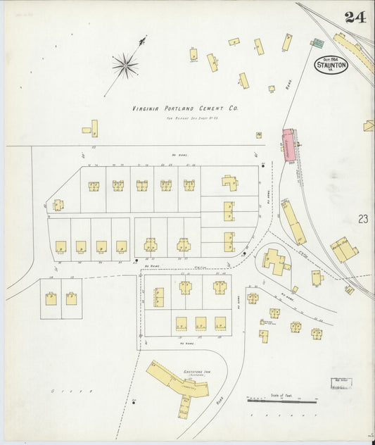 Sanborn Fire Insurance Map from Staunton, Independent Cities, Virginia (1904), Sheet #0024 - Historic Sanborn Fire Insurance Map Print, vintage old map wall art, antique decor, genealogy gift, Virginia Virginia map