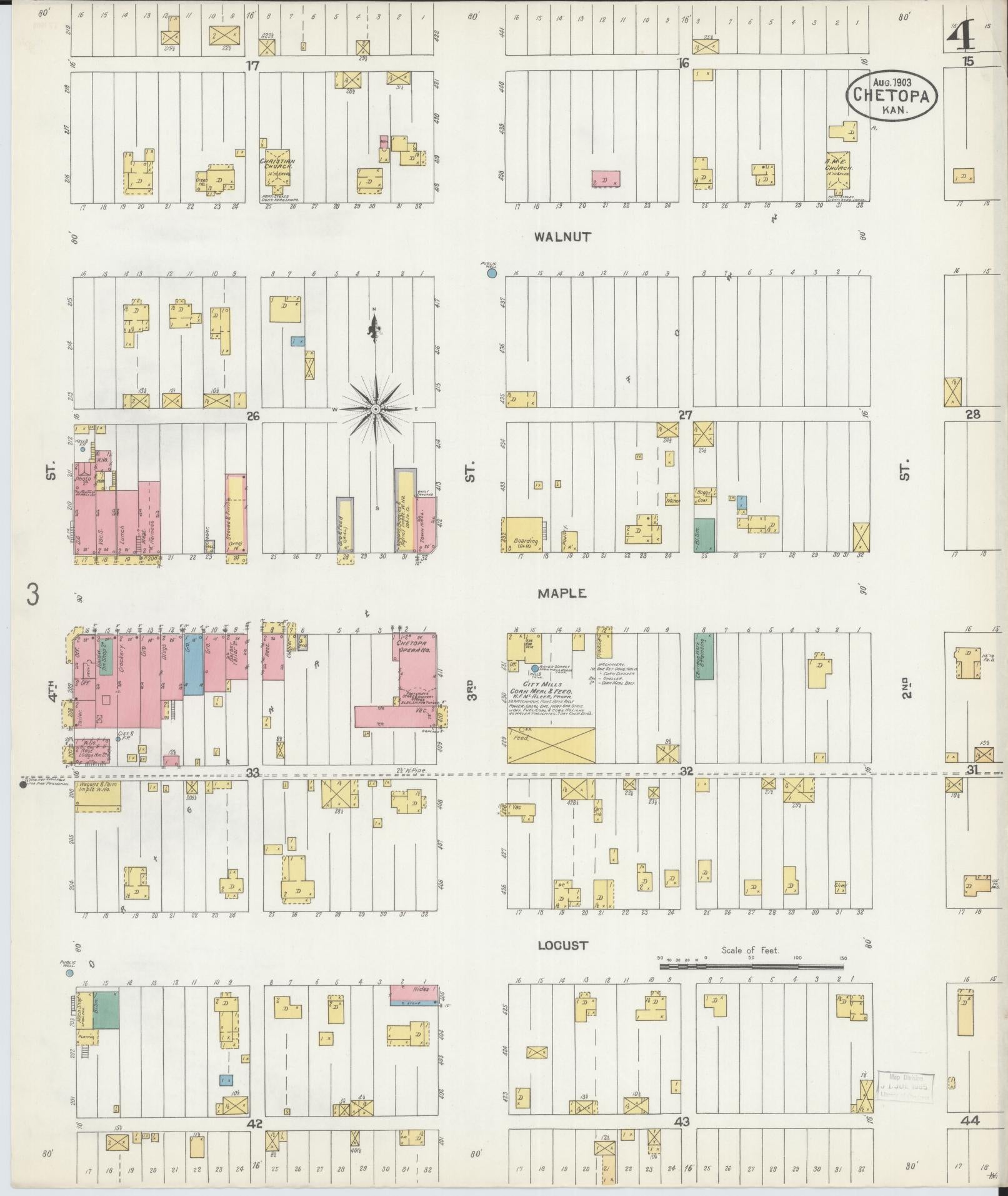 Sanborn Fire Insurance Map from Chetopa, Labette County, Kansas (1903), Sheet #0004 - Complete Map Set gallery image, historic Sanborn map, vintage wall art, Kansas Kansas