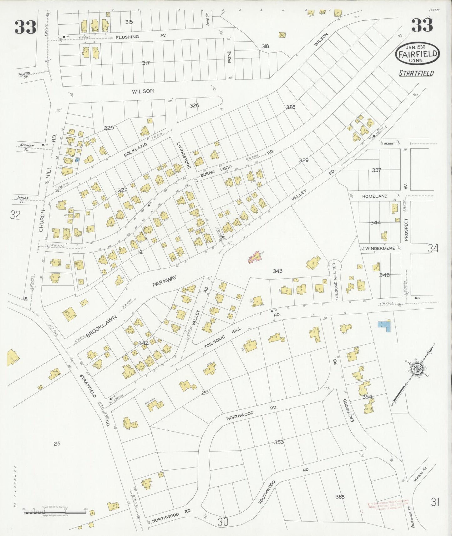 Sanborn Fire Insurance Map from Fairfield, Fairfield County, Connecticut (1930), Sheet #0033 - Complete Map Set gallery image, historic Sanborn map, vintage wall art, Connecticut Connecticut