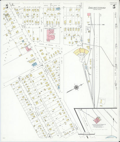 Sanborn Fire Insurance Map from Harvey, Wells County, North Dakota (1939), Sheet #0005 - Complete Map Set gallery image, historic Sanborn map, vintage wall art, North Dakota North Dakota