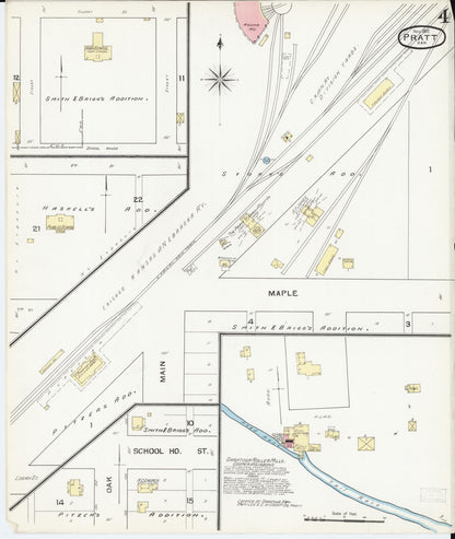 Sanborn Fire Insurance Map from Pratt, Pratt County, Kansas (1892), Sheet #0004 - Complete Map Set gallery image, historic Sanborn map, vintage wall art, Kansas Kansas