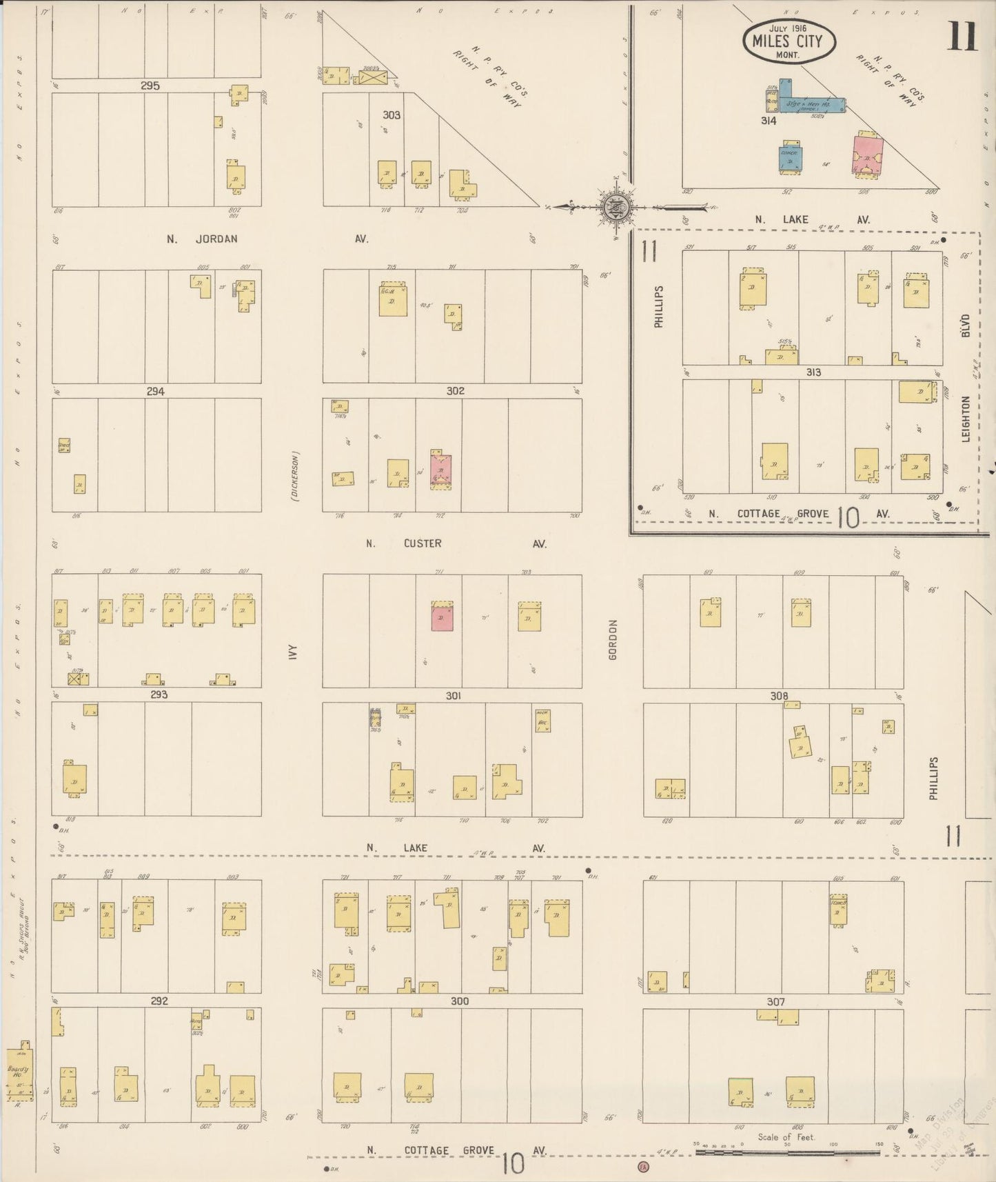Sanborn Fire Insurance Map from Miles City, Custer County, Montana (1916), Sheet #0011 - Complete Map Set gallery image, historic Sanborn map, vintage wall art, Montana Montana