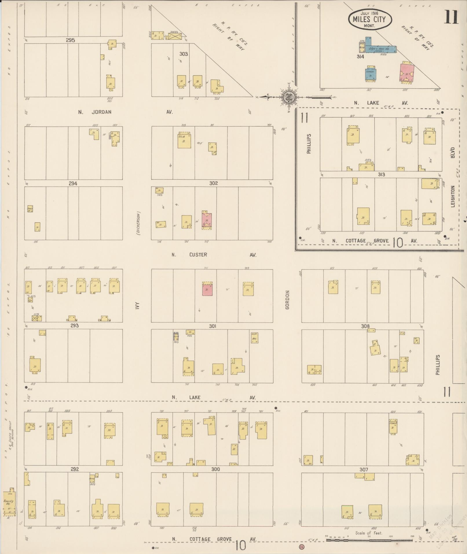 Sanborn Fire Insurance Map from Miles City, Custer County, Montana (1916), Sheet #0011 - Complete Map Set gallery image, historic Sanborn map, vintage wall art, Montana Montana