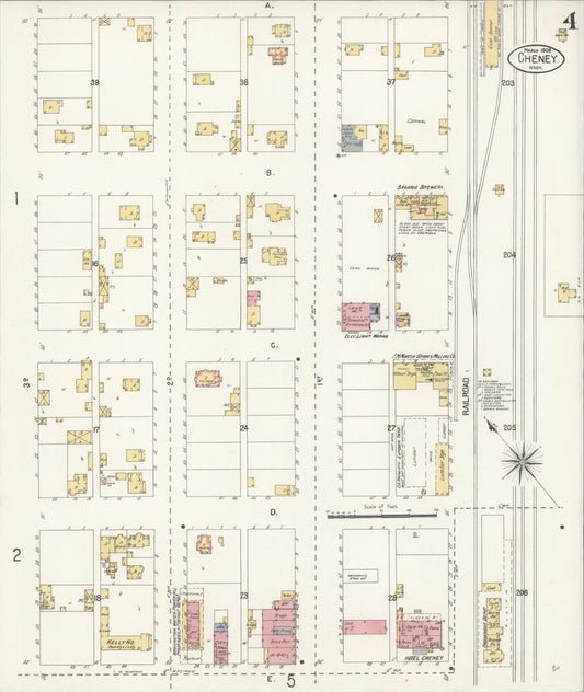 Sanborn Fire Insurance Map from Cheney, Spokane County, Washington (1908), Sheet #0004 - Historic Sanborn Fire Insurance Map Print, vintage old map wall art, antique decor, genealogy gift, Washington Washington map