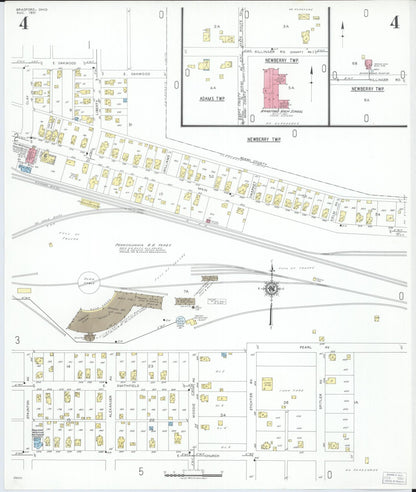 Sanborn Fire Insurance Map from Bradford, Darke and Miami Counties, Ohio (1951), Sheet #0004 - Historic Sanborn Fire Insurance Map Print, vintage old map wall art, antique decor, genealogy gift, Ohio Ohio map