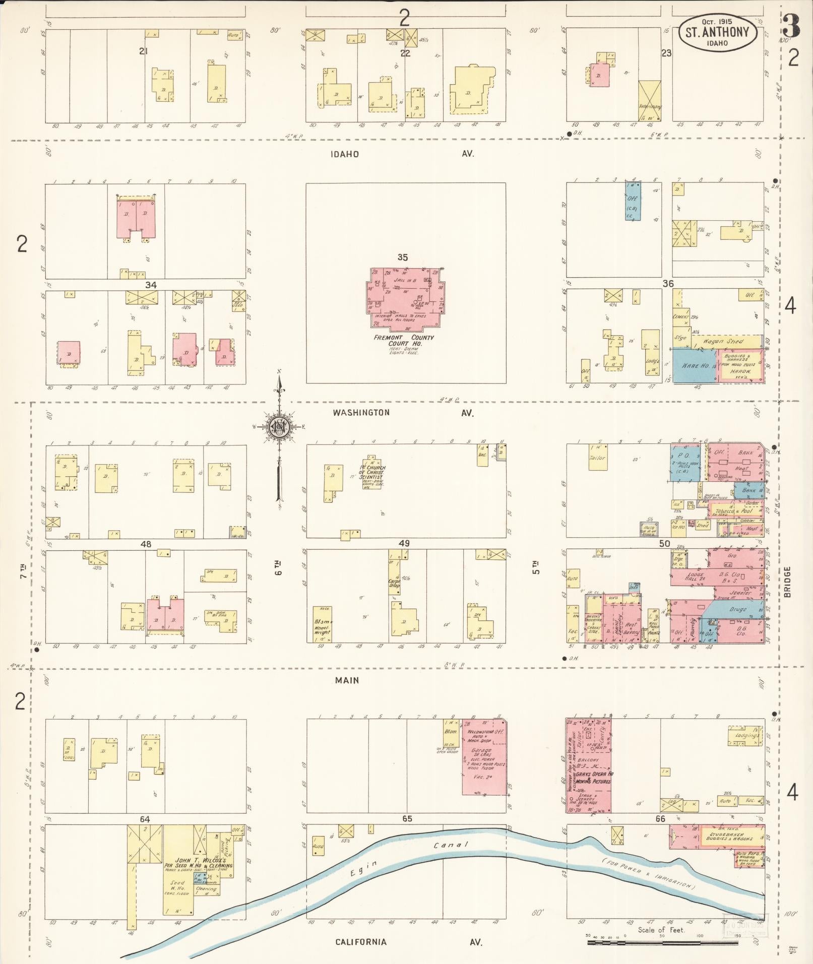 Sanborn Fire Insurance Map from Saint Anthony, Fremont County, Idaho (1915), Sheet #0003 - Complete Map Set gallery image, historic Sanborn map, vintage wall art, Idaho Idaho
