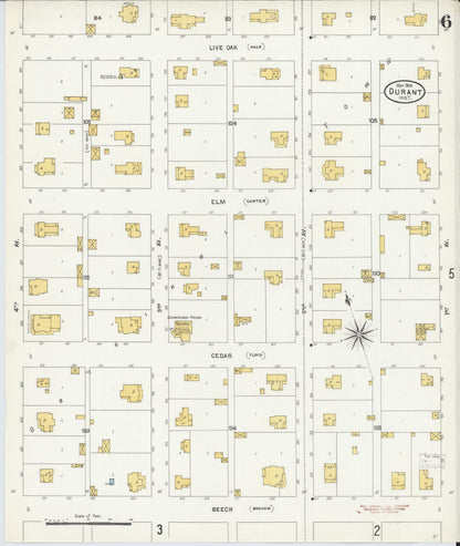 Sanborn Fire Insurance Map from Durant, Bryan County, Oklahoma (1904), Sheet #0006 - Complete Map Set gallery image, historic Sanborn map, vintage wall art, Oklahoma Oklahoma