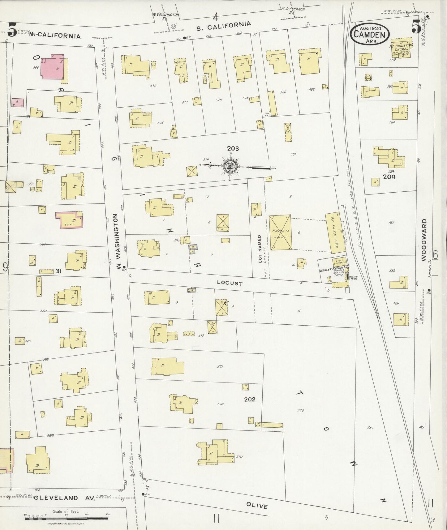 Sanborn Fire Insurance Map from Camden, Ouachita County, Arkansas (1924), Sheet #0005 - Complete Map Set gallery image, historic Sanborn map, vintage wall art, Arkansas Arkansas