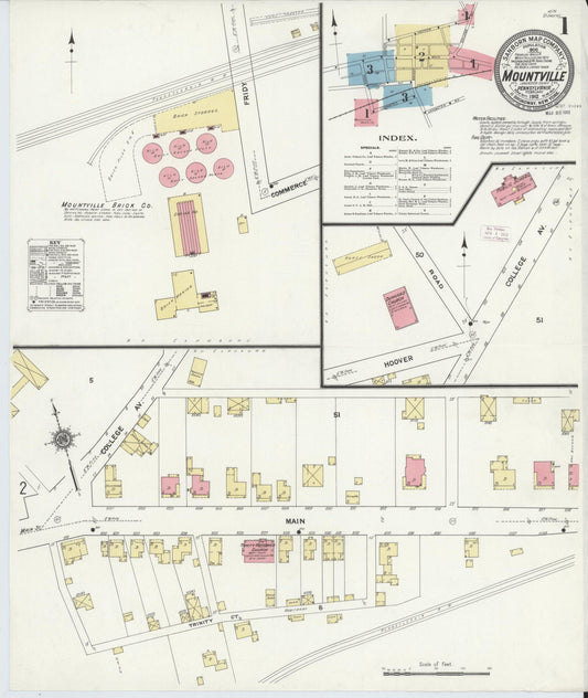 Sanborn Fire Insurance Map from Mountville, Lancaster County, Pennsylvania (1912), Sheet #0001 - Complete Map Set gallery image, historic Sanborn map, vintage wall art, Pennsylvania Pennsylvania
