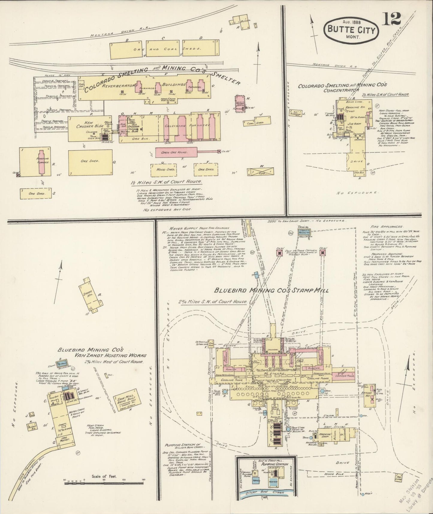 Sanborn Fire Insurance Map from Butte, Silver Bow County, Montana (1888), Sheet #0012 - Complete Map Set gallery image, historic Sanborn map, vintage wall art, Montana Montana