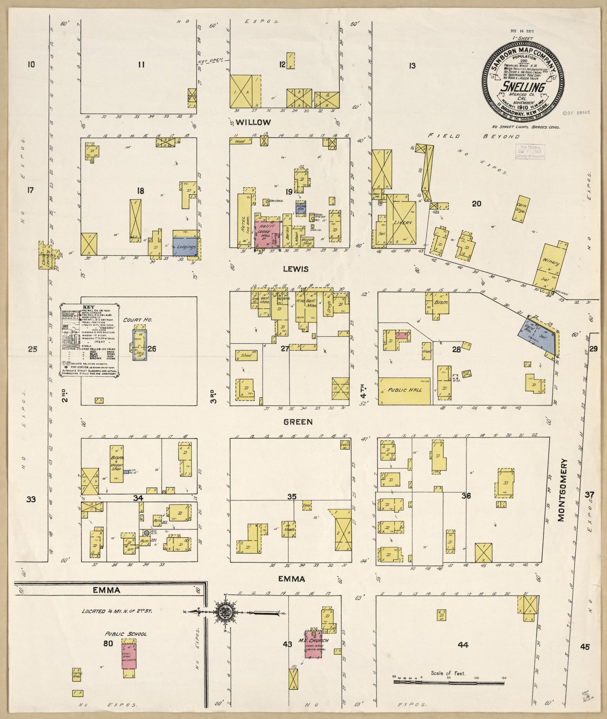Sanborn Fire Insurance Map from Snelling, Merced County, California. (1910) – Historic Sanborn Fire Insurance Map Print