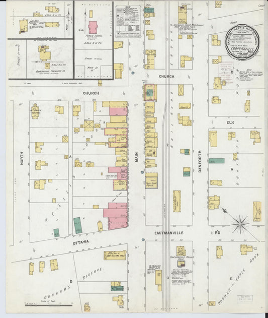 Sanborn Fire Insurance Map from Coopersville, Ottawa County, Michigan (1900), Sheet #0001 - Historic Sanborn Fire Insurance Map Print, vintage old map wall art, antique decor, genealogy gift, Michigan Michigan map
