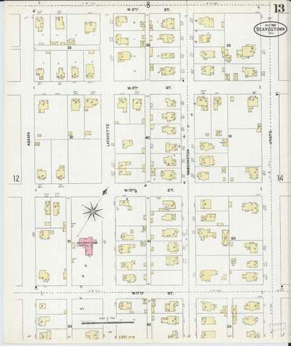 Sanborn Fire Insurance Map from Beardstown, Cass County, Illinois (1906), Sheet #0013 - Complete Map Set gallery image, historic Sanborn map, vintage wall art, Illinois Illinois