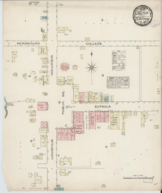 Sanborn Fire Insurance Map from Clayton, Barbour County, Alabama (1885), Sheet #0001 - Historic Sanborn Fire Insurance Map Print, vintage old map wall art, antique decor, genealogy gift, Alabama Alabama map