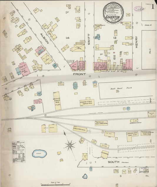 Sanborn Fire Insurance Map from Edgerton, Rock County, Wisconsin (1886), Sheet #0001 - Complete Map Set gallery image, historic Sanborn map, vintage wall art, Wisconsin Wisconsin