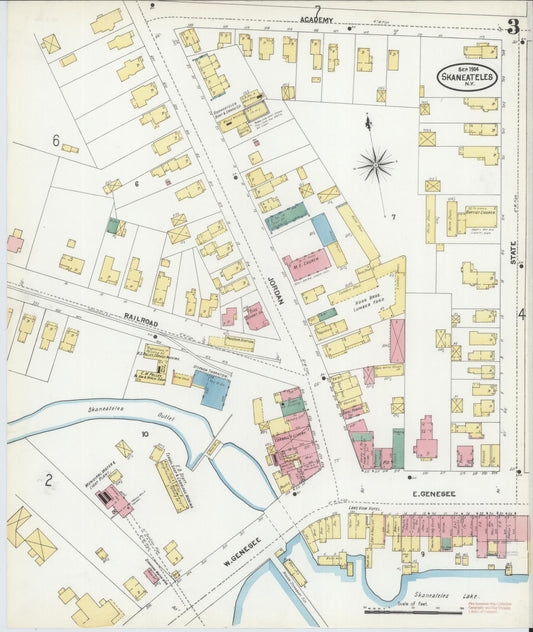 Sanborn Fire Insurance Map from Skaneateles, Onondaga County, New York (1904), Sheet #0003 - Historic Sanborn Fire Insurance Map Print, vintage old map wall art, antique decor, genealogy gift, New York New York map