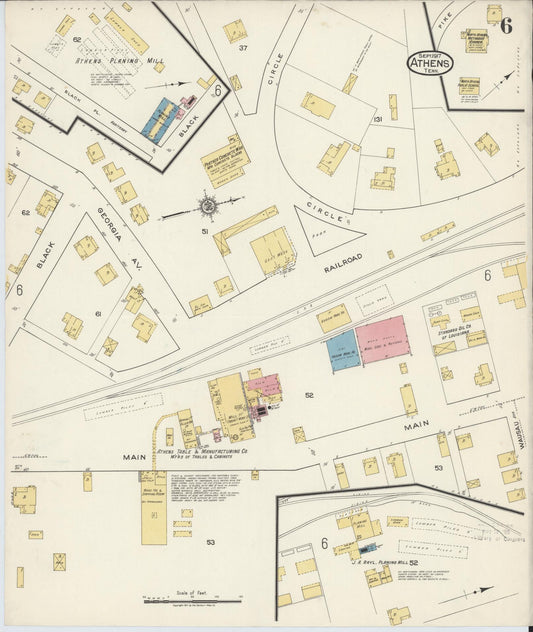 Sanborn Fire Insurance Map from Athens, McMinn County, Tennessee (1917), Sheet #0006 - Historic Sanborn Fire Insurance Map Print, vintage old map wall art, antique decor, genealogy gift, Tennessee Tennessee map