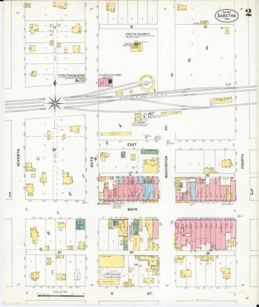 Sanborn Fire Insurance Map from Sabetha, Nemaha County, Kansas (1901), Sheet #0002 - Historic Sanborn Fire Insurance Map Print, vintage old map wall art, antique decor, genealogy gift, Kansas Kansas map