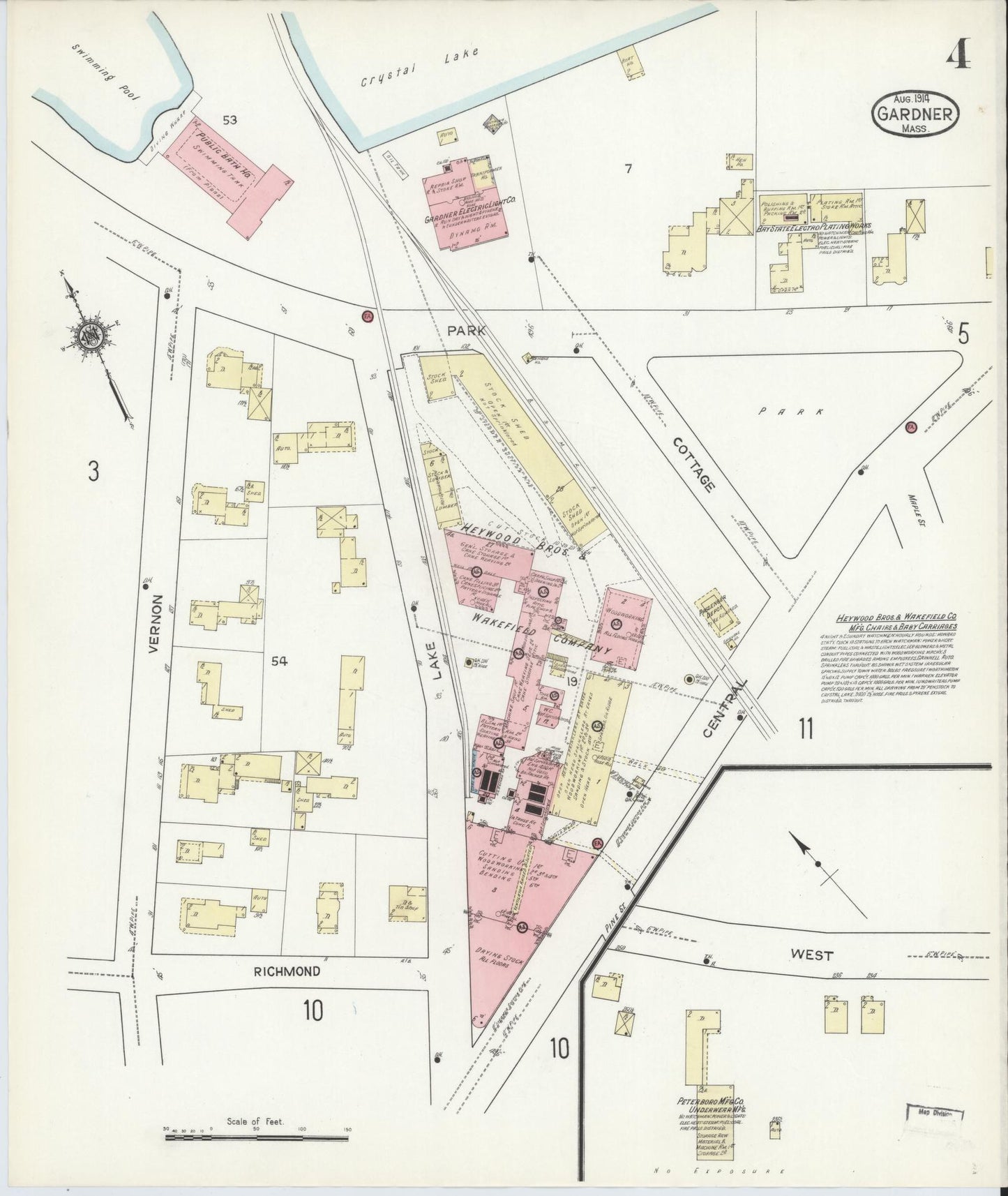 Sanborn Fire Insurance Map from Gardner, Worcester County, Massachusetts (1914), Sheet #0004 - Complete Map Set gallery image, historic Sanborn map, vintage wall art, Massachusetts Massachusetts