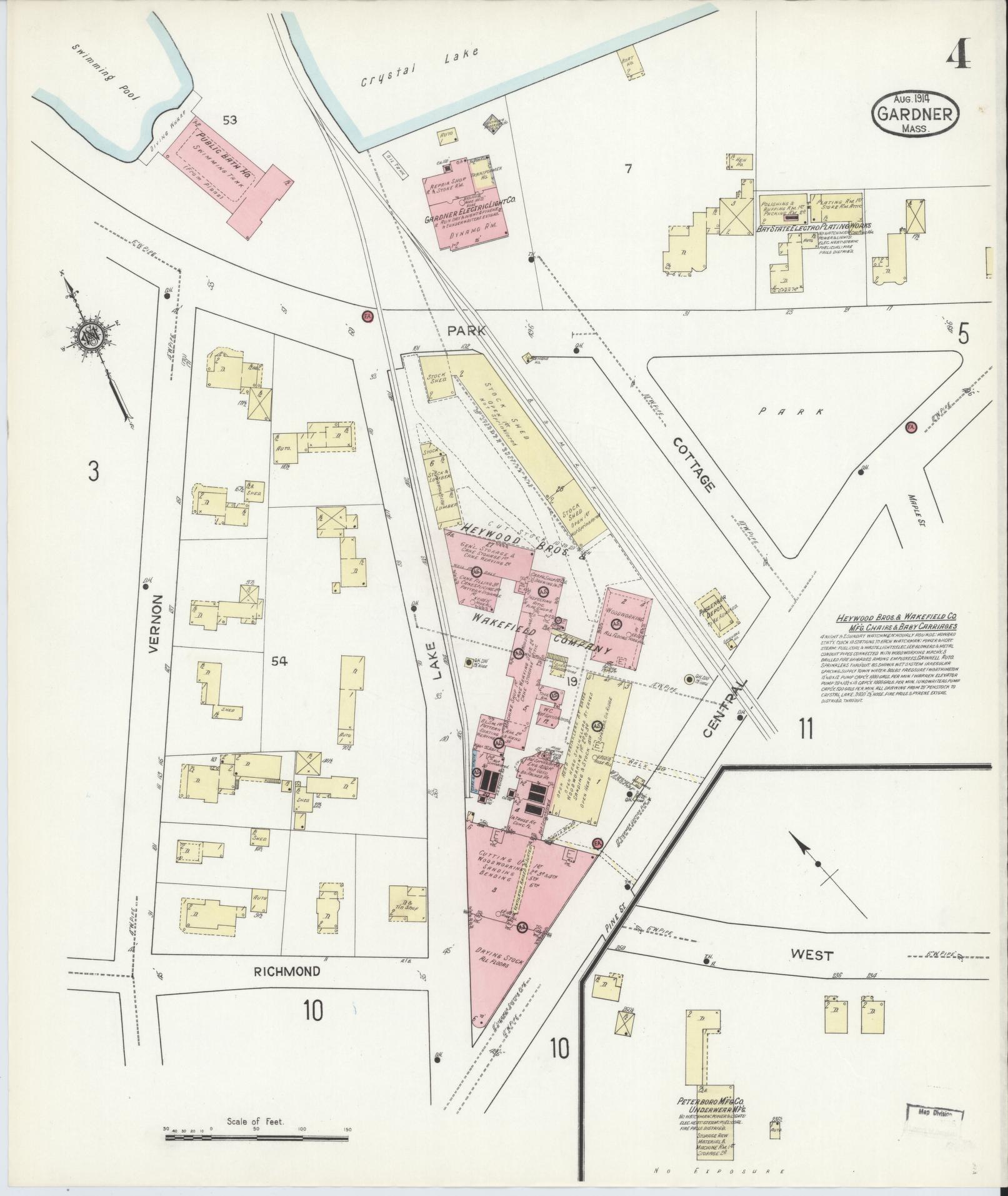 Sanborn Fire Insurance Map from Gardner, Worcester County, Massachusetts (1914), Sheet #0004 - Complete Map Set gallery image, historic Sanborn map, vintage wall art, Massachusetts Massachusetts