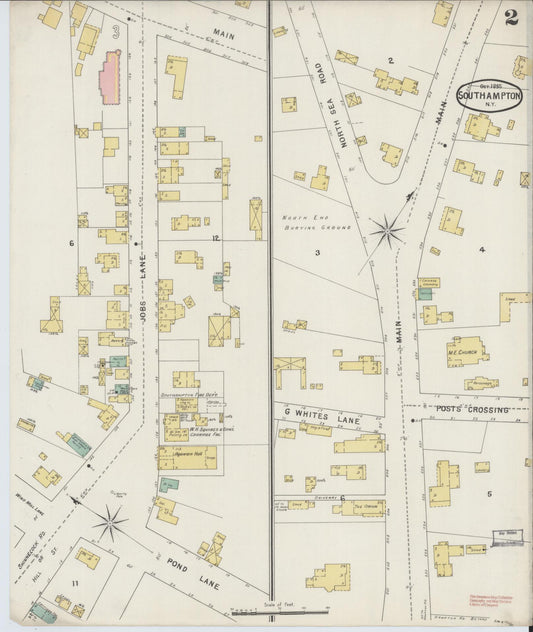 Sanborn Fire Insurance Map from Southampton, Suffolk County, New York (1895), Sheet #0002 - Historic Sanborn Fire Insurance Map Print, vintage old map wall art, antique decor, genealogy gift, New York New York map
