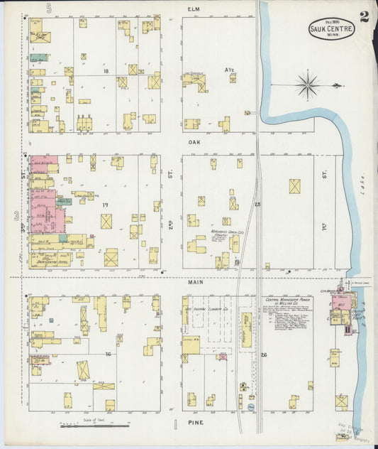 Sanborn Fire Insurance Map from Sauk Centre, Stearns County, Minnesota (1895), Sheet #0002 - Historic Sanborn Fire Insurance Map Print, vintage old map wall art, antique decor, genealogy gift, Minnesota Minnesota map