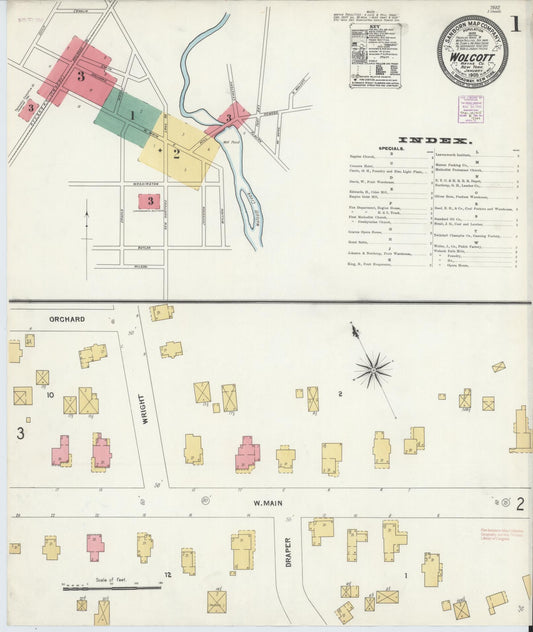 Sanborn Fire Insurance Map from Wolcott, Wayne County, New York (1905), Sheet #0001 - Complete Map Set gallery image, historic Sanborn map, vintage wall art, New York New York