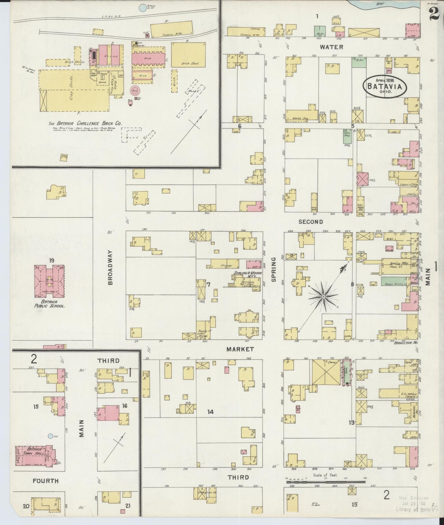Sanborn Fire Insurance Map from Batavia, Clermont County, Ohio (1898), Sheet #0002 - Historic Sanborn Fire Insurance Map Print, vintage old map wall art, antique decor, genealogy gift, Ohio Ohio map