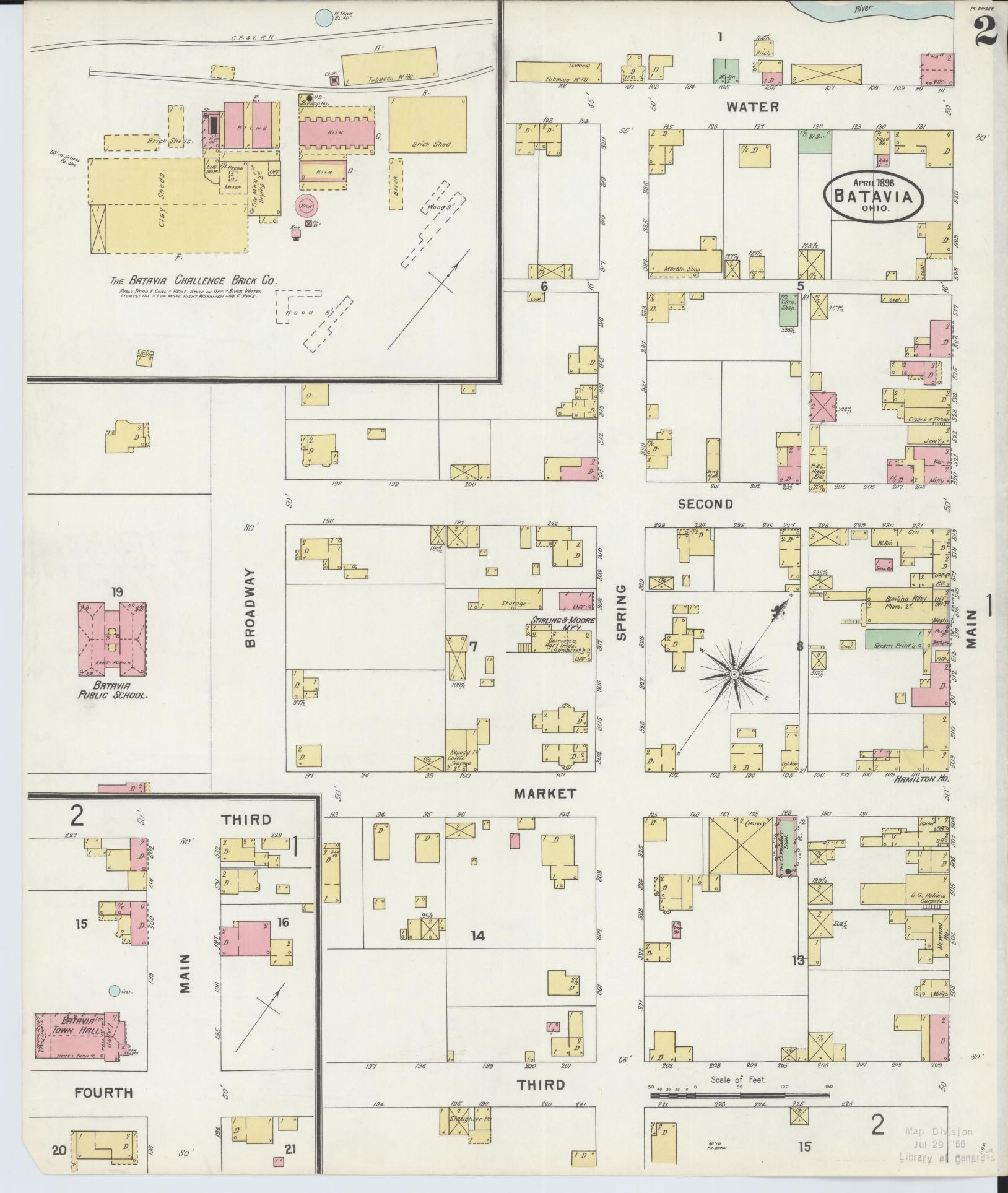 Sanborn Fire Insurance Map from Batavia, Clermont County, Ohio (1898), Sheet #0002 - Historic Sanborn Fire Insurance Map Print, vintage old map wall art, antique decor, genealogy gift, Ohio Ohio map