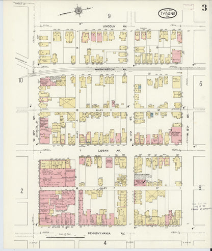 Sanborn Fire Insurance Map from Tyrone, Blair County, Pennsylvania (1911), Sheet #0003 - Historic Sanborn Fire Insurance Map Print, vintage old map wall art, antique decor, genealogy gift, Pennsylvania Pennsylvania map