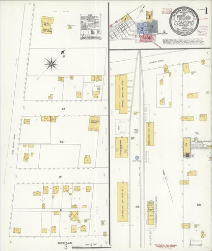Sanborn Fire Insurance Map from Concord, Contra Costa County, California (1908), Sheet #0001 - Complete Map Set gallery image, historic Sanborn map, vintage wall art, California California