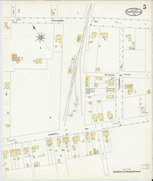 Queen Anne's, Maryland - 1908 - Sanborn Fire Insurance Map, Sheet #0005 - Historic Sanborn Fire Insurance Map Print, Queen Anne's Maryland 1908 0005 vintage old map wall art