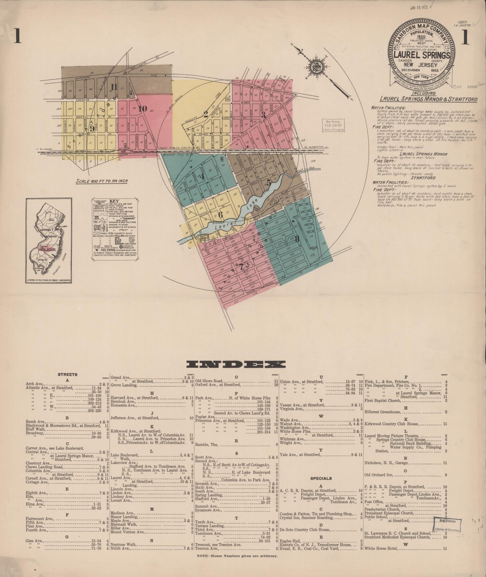 Sanborn Fire Insurance Map from Laurel Springs, Camden County, New Jersey. (1922) – Historic Sanborn Fire Insurance Map Print
