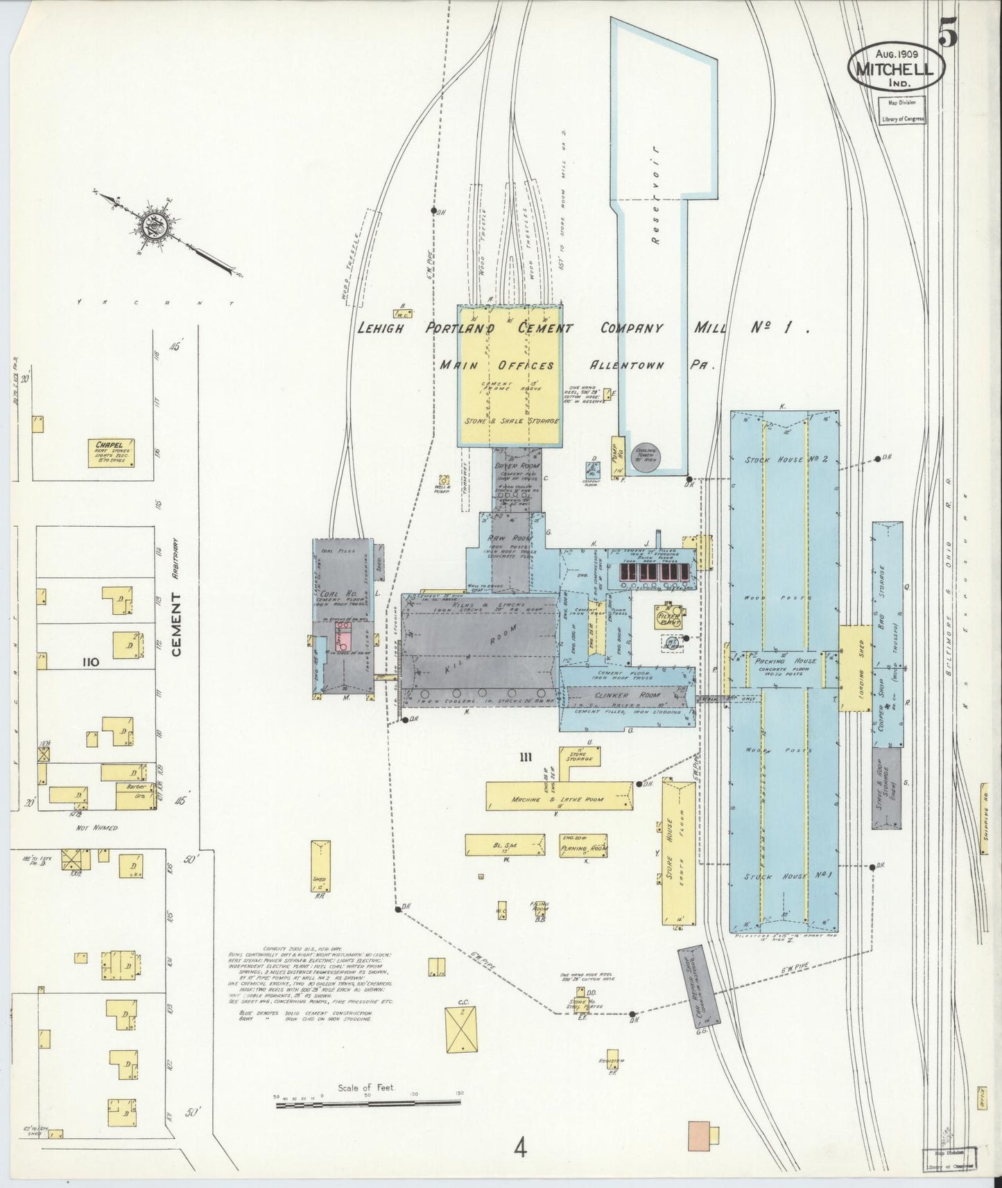 Sanborn Fire Insurance Map from Mitchell, Lawrence County, Indiana (1909), Sheet #0005 - Complete Map Set gallery image, historic Sanborn map, vintage wall art, Indiana Indiana