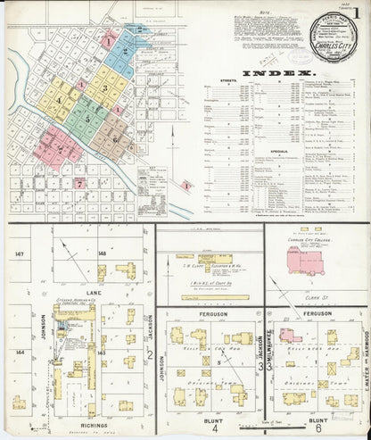 Sanborn Fire Insurance Map from Charles City, Floyd County, Iowa (1897), Sheet #0001 - Historic Sanborn Fire Insurance Map Print