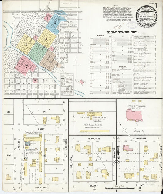 Sanborn Fire Insurance Map from Charles City, Floyd County, Iowa (1897), Sheet #0001 - Historic Sanborn Fire Insurance Map Print