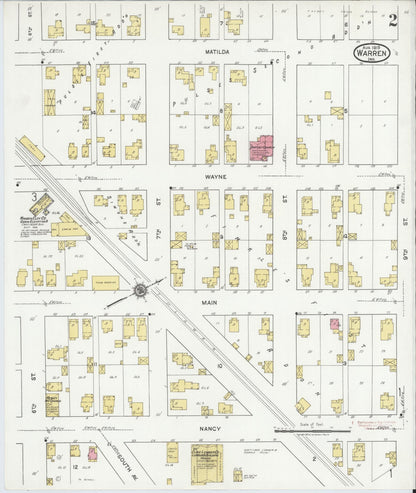 Sanborn Fire Insurance Map from Warren, Huntington County, Indiana (1919), Sheet #0002 - Complete Map Set gallery image, historic Sanborn map, vintage wall art, Indiana Indiana