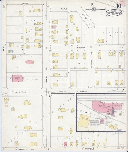 Sanborn Fire Insurance Map from Port Washington, Ozaukee County, Wisconsin (1913), Sheet #0010 - Historic Sanborn Fire Insurance Map Print, vintage old map wall art, antique decor, genealogy gift, Wisconsin Wisconsin map