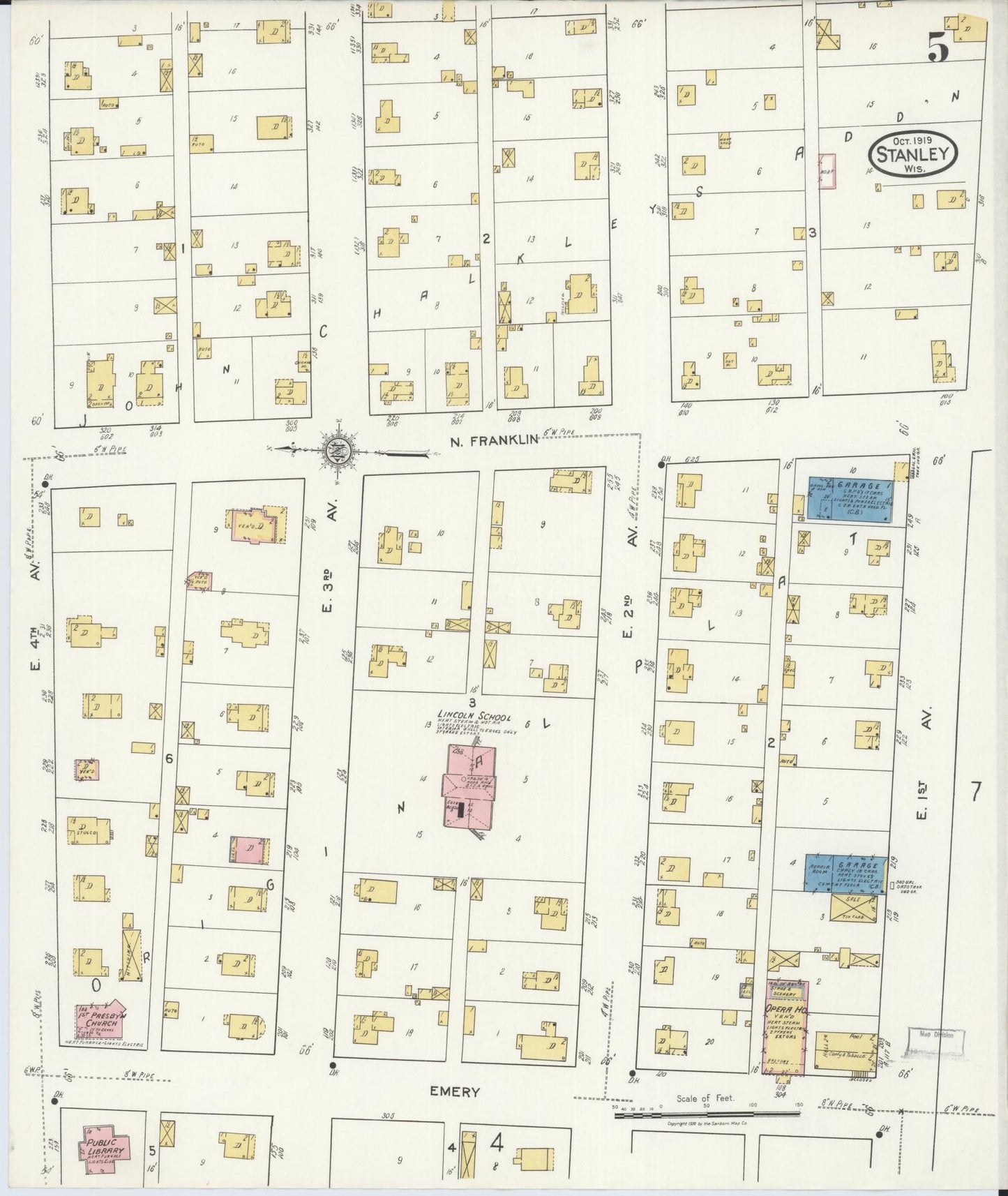 Sanborn Fire Insurance Map from Stanley, Chippewa County, Wisconsin (1919), Sheet #0005 - Complete Map Set gallery image, historic Sanborn map, vintage wall art, Wisconsin Wisconsin