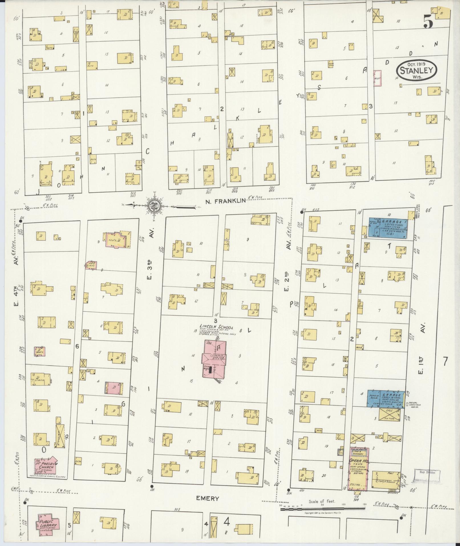 Sanborn Fire Insurance Map from Stanley, Chippewa County, Wisconsin (1919), Sheet #0005 - Complete Map Set gallery image, historic Sanborn map, vintage wall art, Wisconsin Wisconsin