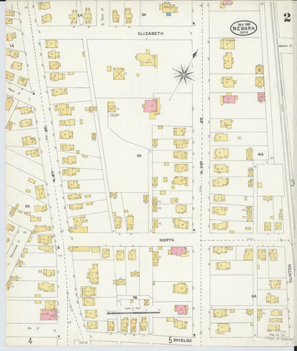 Sanborn Fire Insurance Map from Newark, Licking County, Ohio (1905), Sheet #0002 - Complete Map Set gallery image, historic Sanborn map, vintage wall art, Ohio Ohio