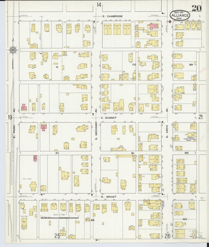 Sanborn Fire Insurance Map from Alliance, Stark County, Ohio (1911), Sheet #0020 - Complete Map Set gallery image, historic Sanborn map, vintage wall art, Ohio Ohio